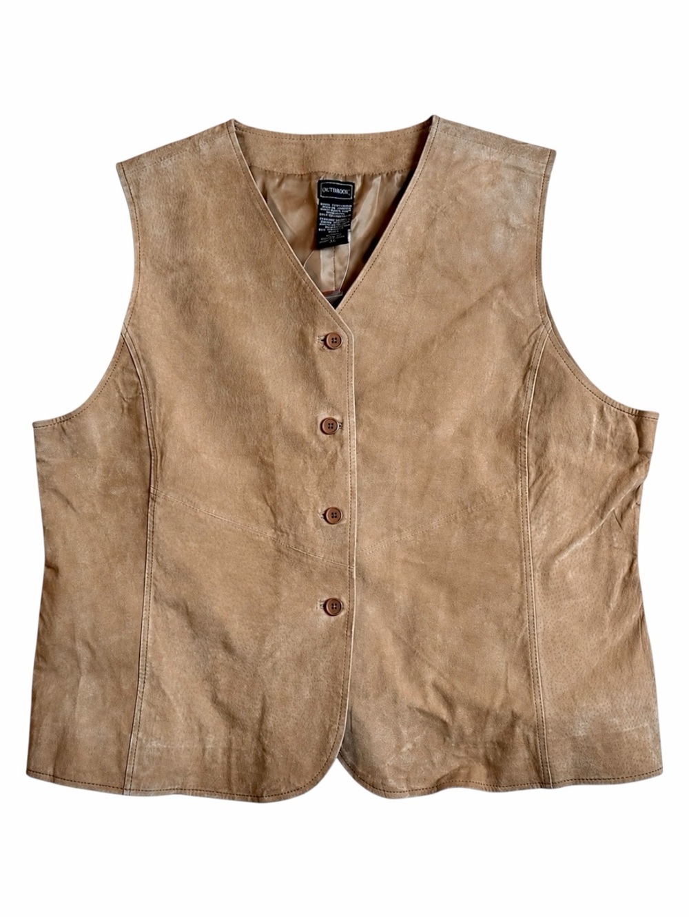 NWT Vintage Outbrook Leather Vest XL 16 18 Western Tan‎ Ranch